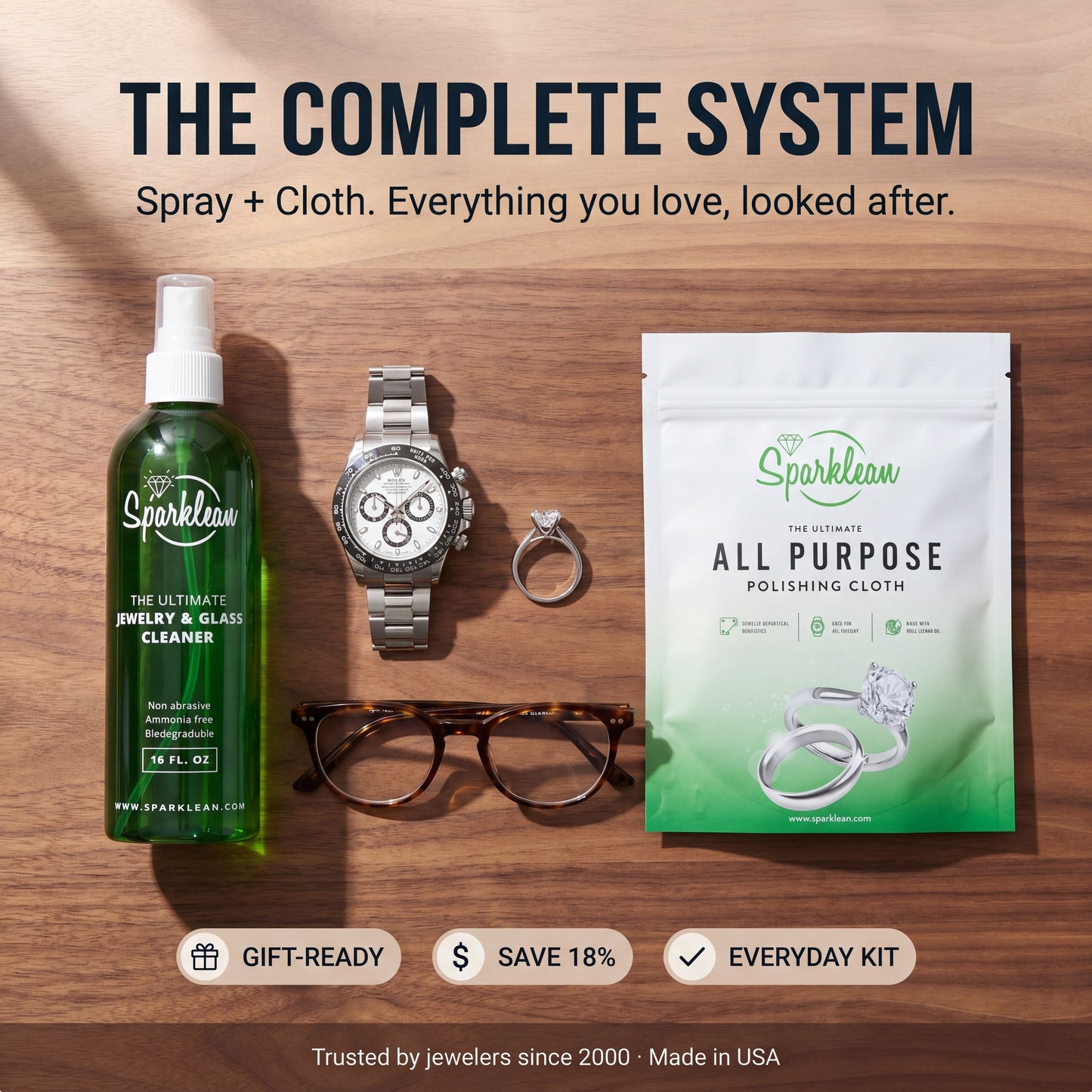 Kit Definitivo de Limpeza Sparklean® — Spray + Pano de Polimento