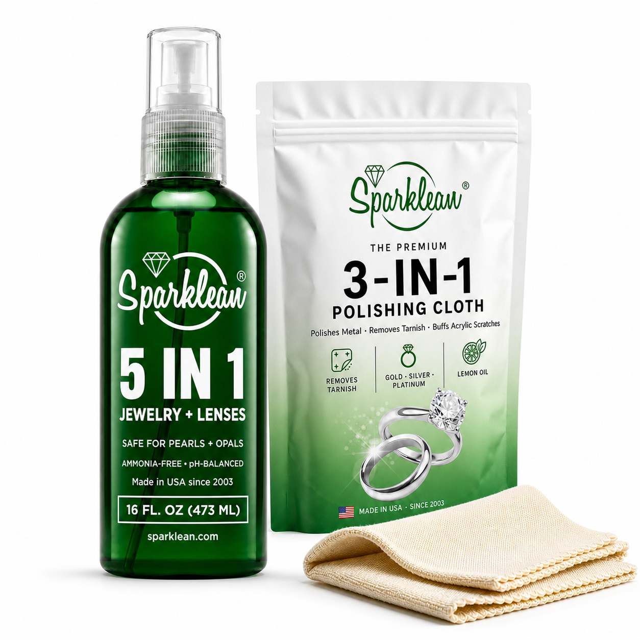 Sparklean Ultimate Cleaning Kit — 16 oz Original Spray with Professional Polishing Cloth