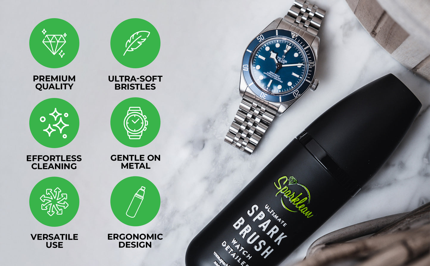 SparkBrush Soft-Bristle Gentle on All Metals, Jewelry, & Watches